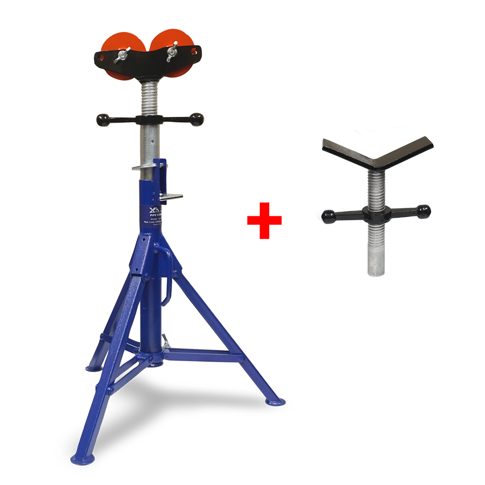 Pipe Stand with Roller Head & V Head Attachment | Xcel-Arc® Welding ...